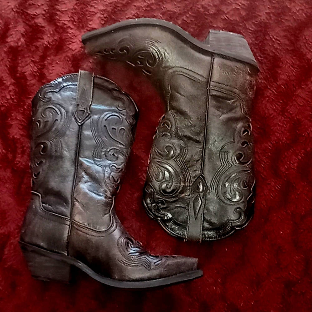 Rockin country black leather cowgirl boots